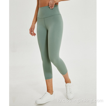 Héich Taille Kompressioun ¾ Längt Pocket Leggings